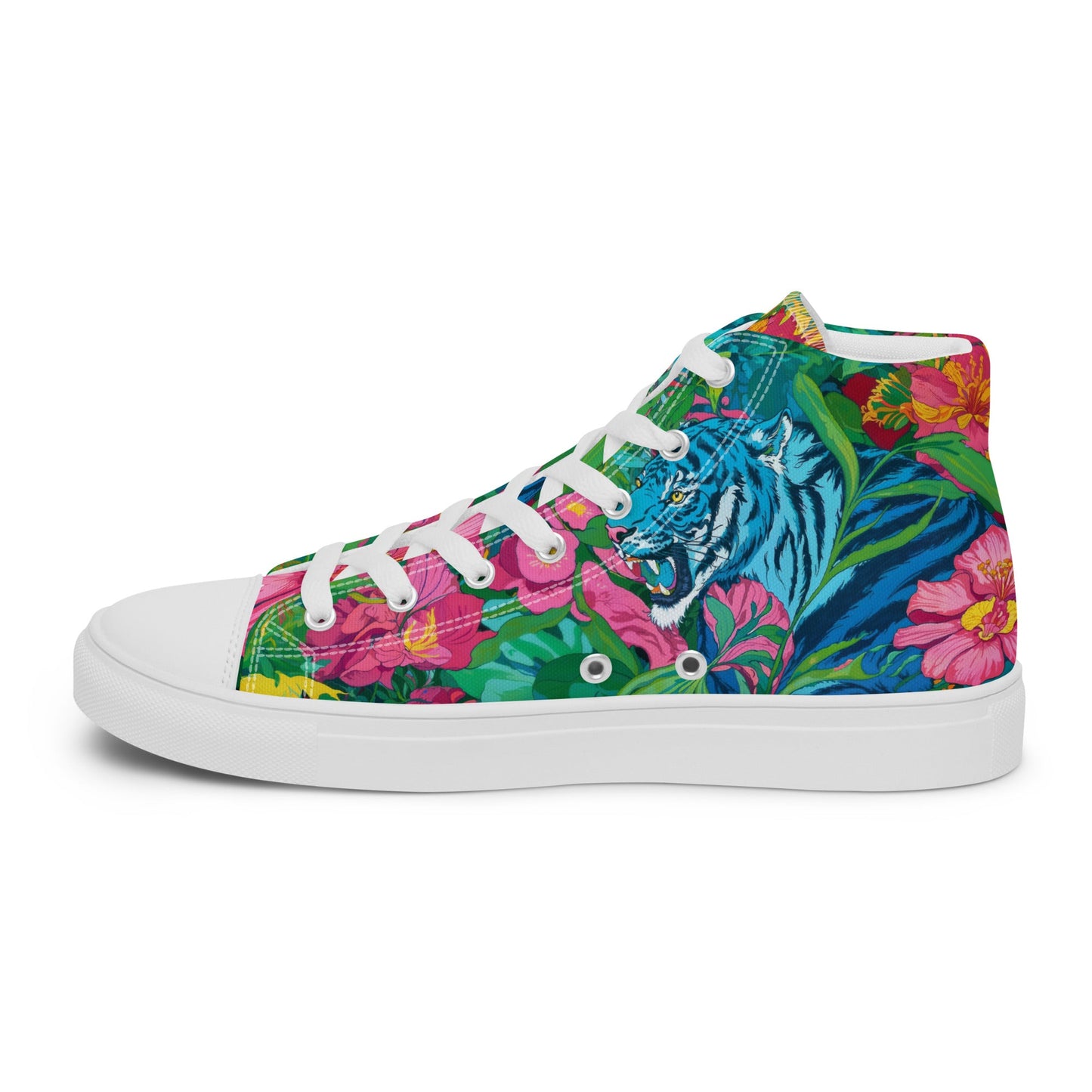 Unisex high top canvas shoes - Blue Tiger - LucyKay store