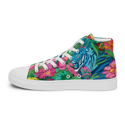 Unisex high top canvas shoes - Blue Tiger - LucyKay store