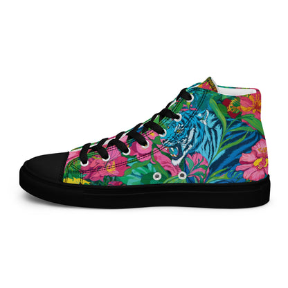 Unisex high top canvas shoes - Blue Tiger - LucyKay store