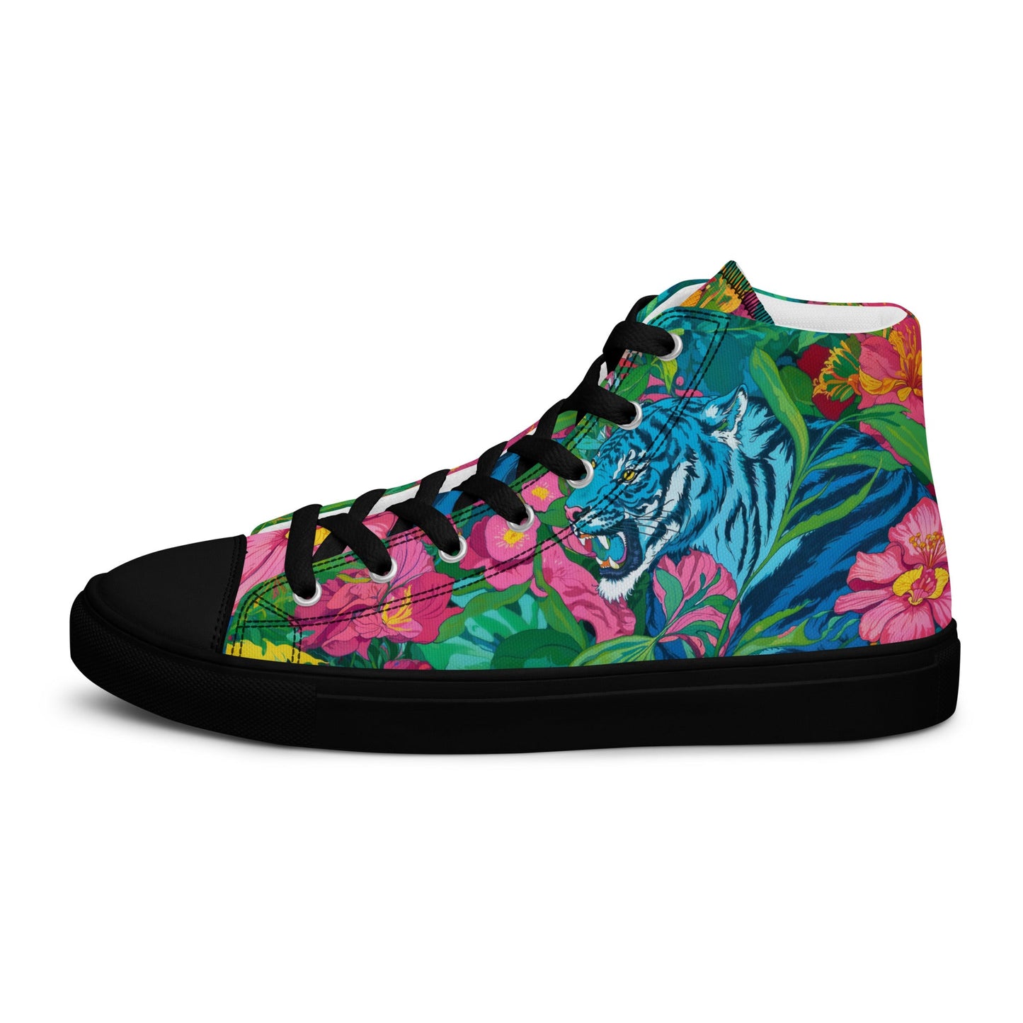 Unisex high top canvas shoes - Blue Tiger - LucyKay store