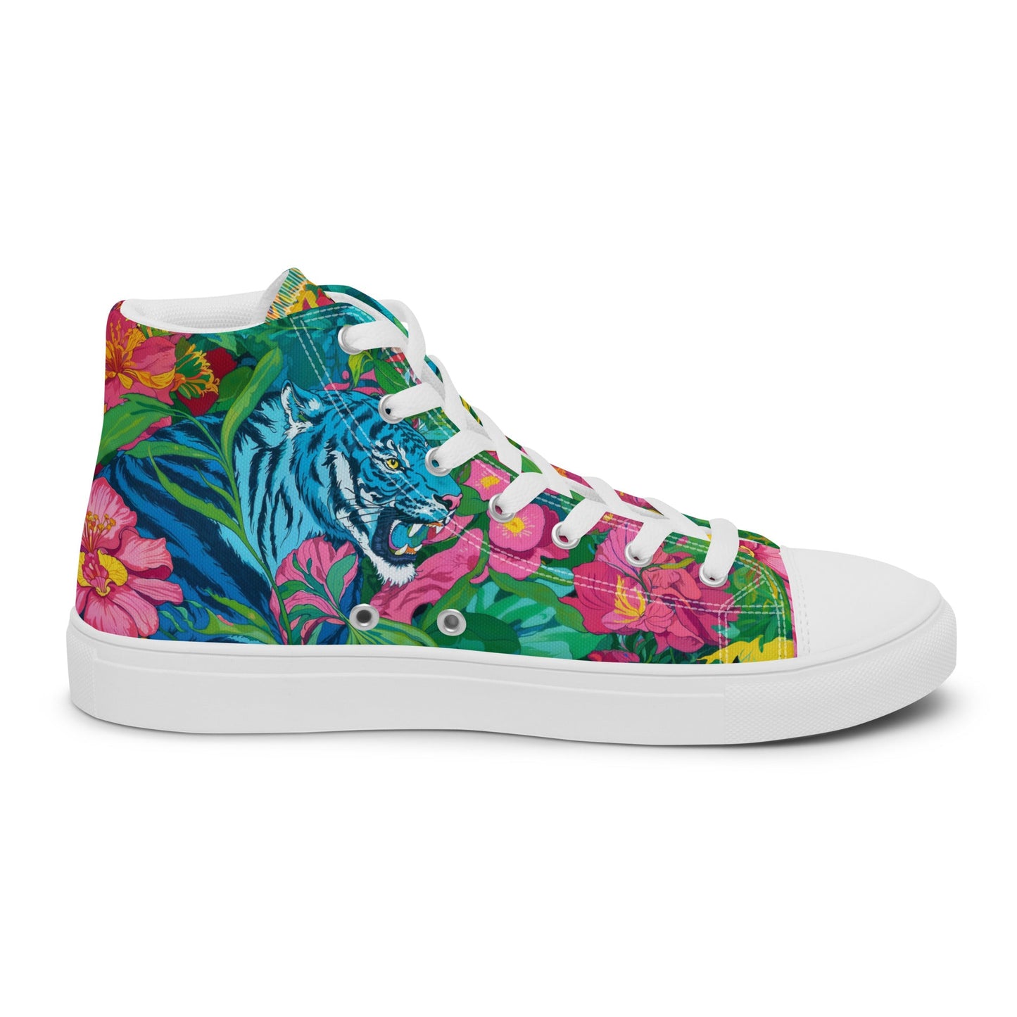 Unisex high top canvas shoes - Blue Tiger - LucyKay store