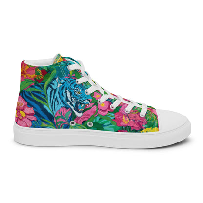 Unisex high top canvas shoes - Blue Tiger - LucyKay store