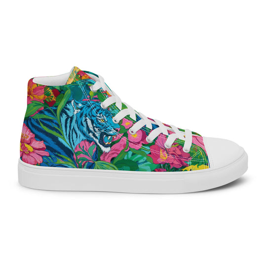 Unisex high top canvas shoes - Blue Tiger - LucyKay store