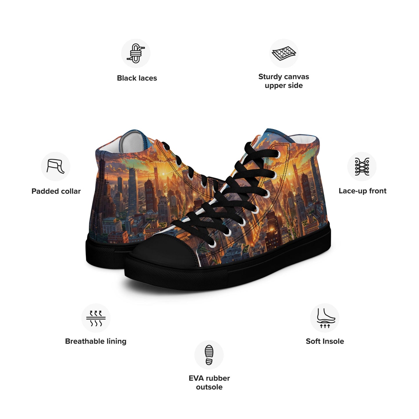 Unisex high top canvas shoes - City - LucyKay store