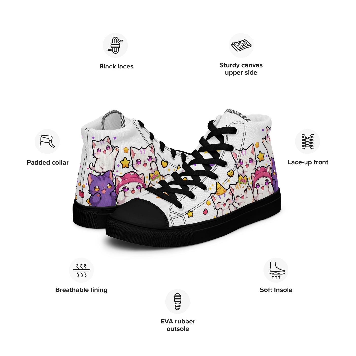 Unisex High top canvas shoes - Cute Cats - LucyKay store