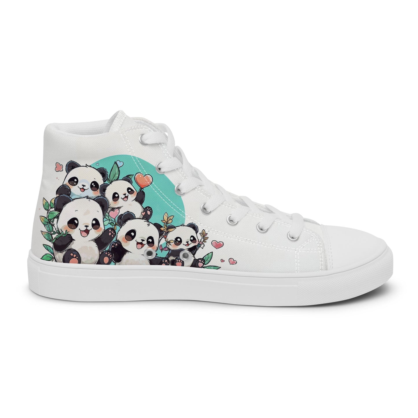 Unisex high top canvas shoes - Cute Pandas - LucyKay store