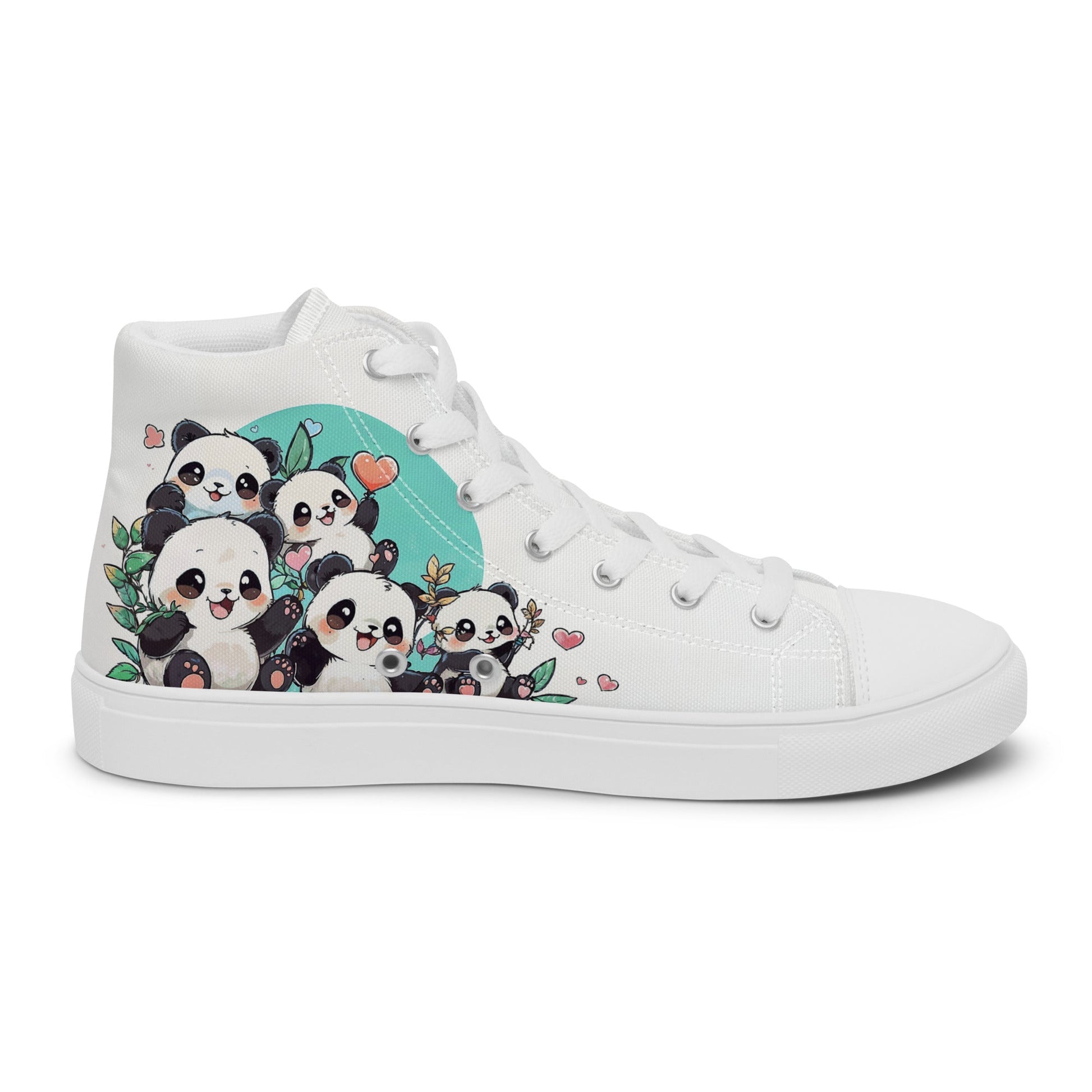 Unisex high top canvas shoes - Cute Pandas - LucyKay store