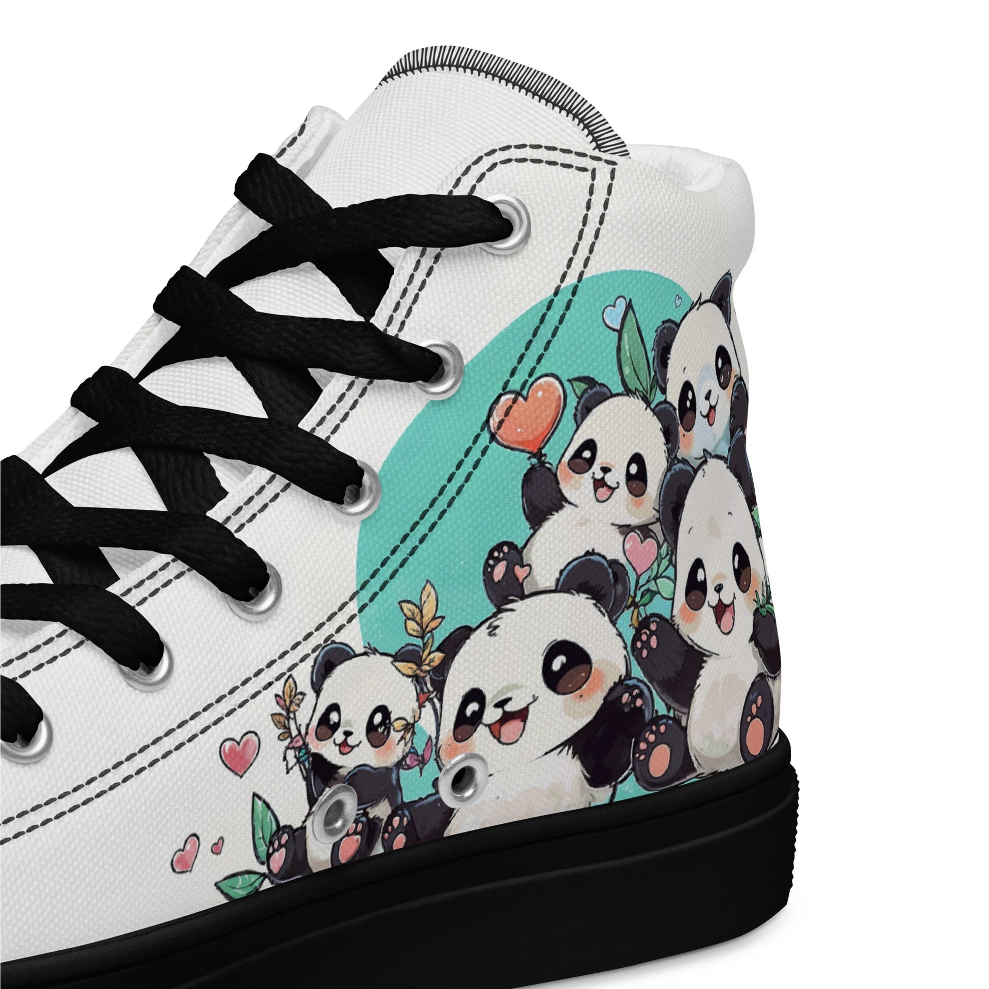 Unisex high top canvas shoes - Cute Pandas - LucyKay store