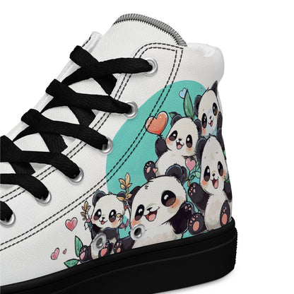 Unisex high top canvas shoes - Cute Pandas - LucyKay store