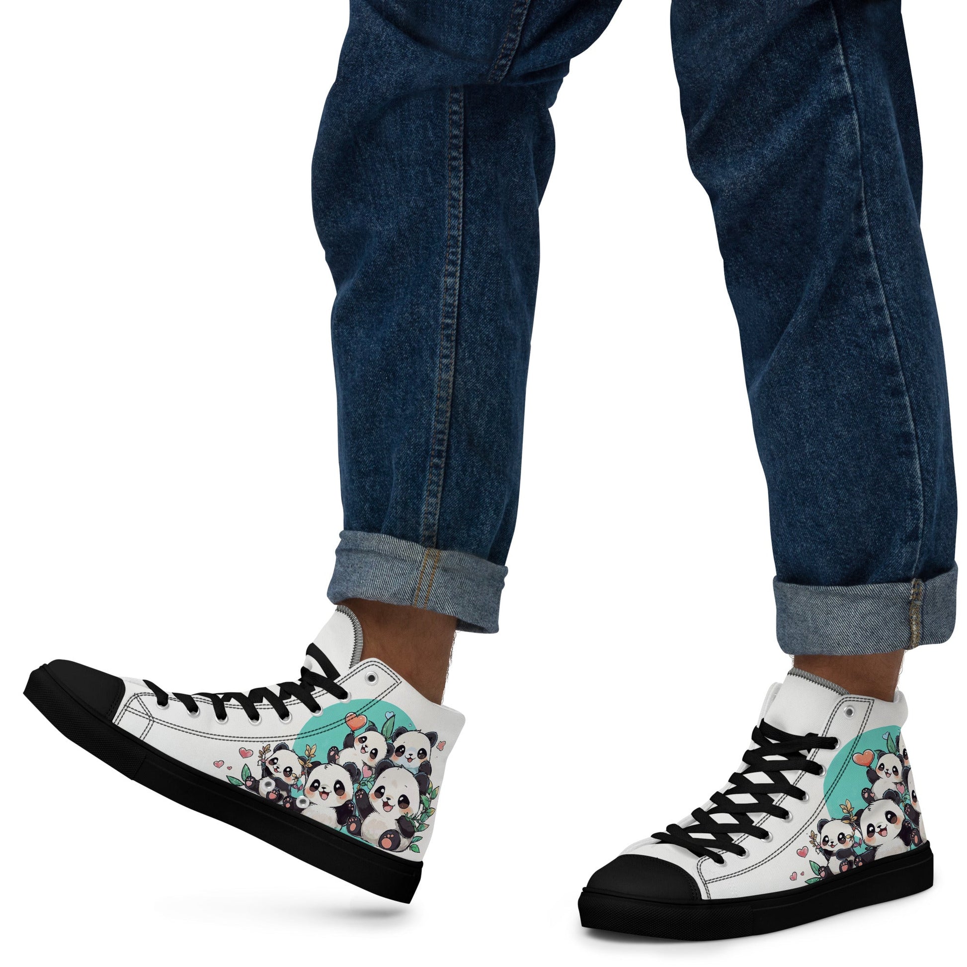 Unisex high top canvas shoes - Cute Pandas - LucyKay store
