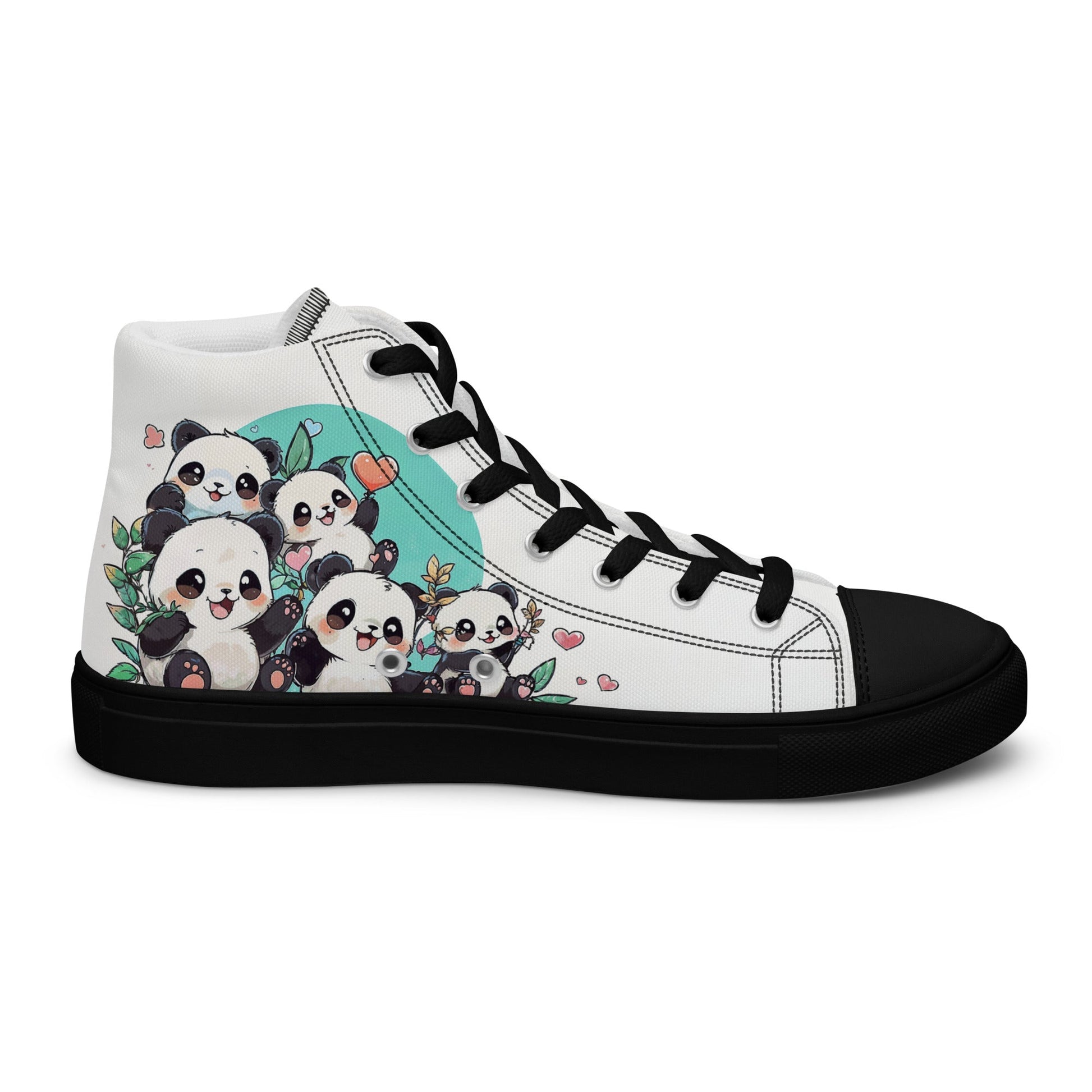Unisex high top canvas shoes - Cute Pandas - LucyKay store