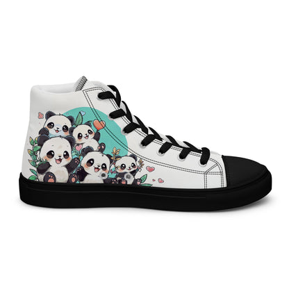 Unisex high top canvas shoes - Cute Pandas - LucyKay store