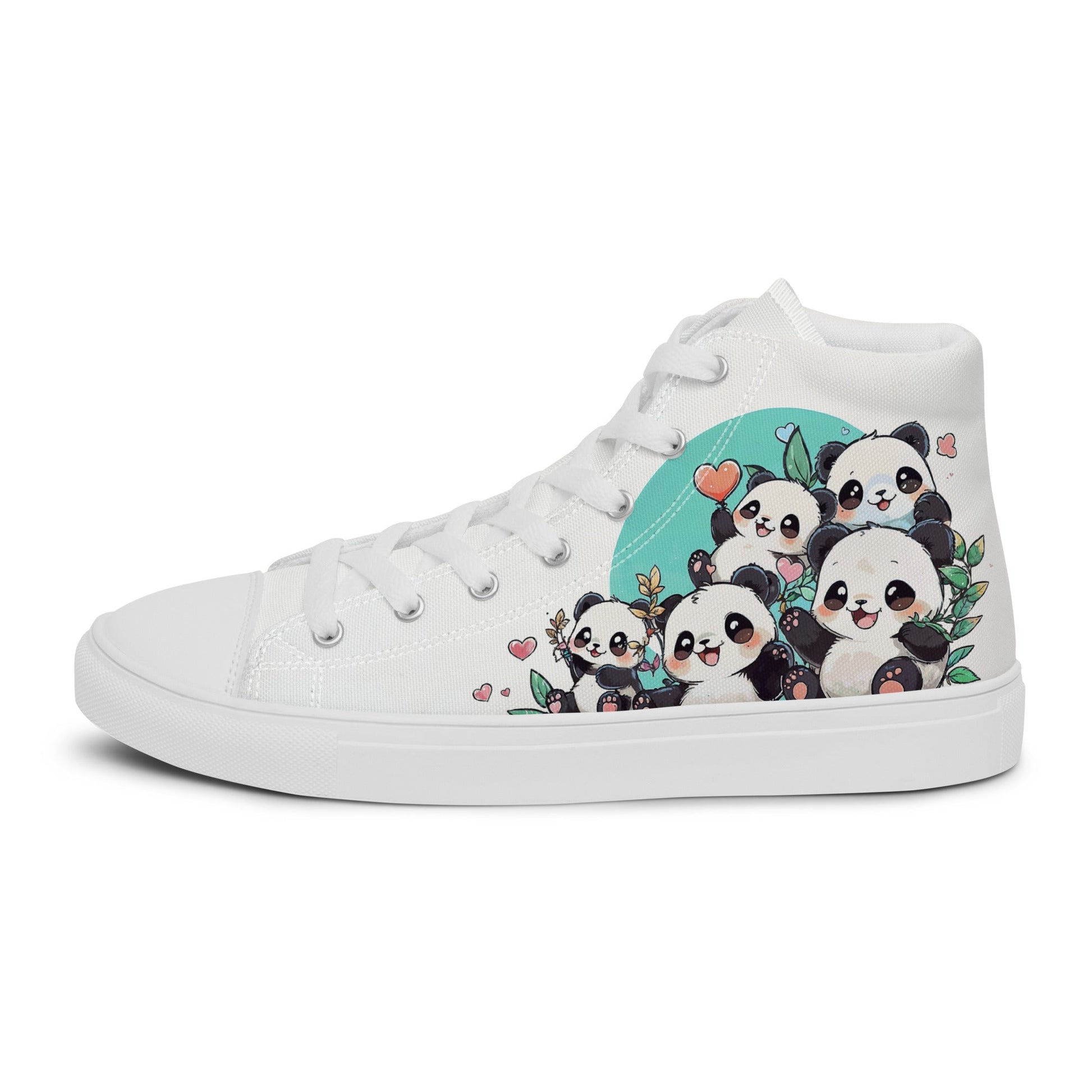Unisex high top canvas shoes - Cute Pandas - LucyKay store