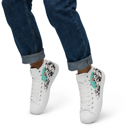 Unisex high top canvas shoes - Cute Pandas - LucyKay store