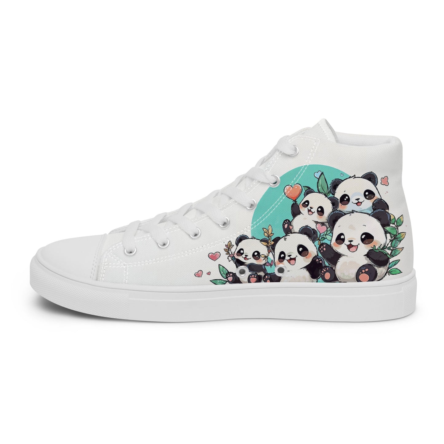 Unisex high top canvas shoes - Cute Pandas - LucyKay store