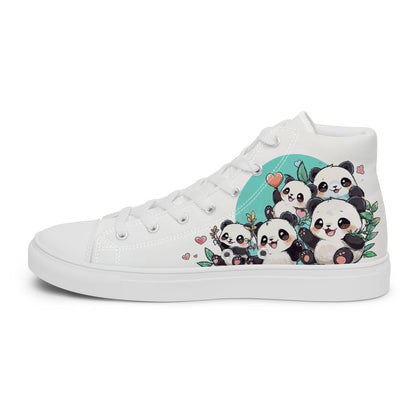 Unisex high top canvas shoes - Cute Pandas - LucyKay store