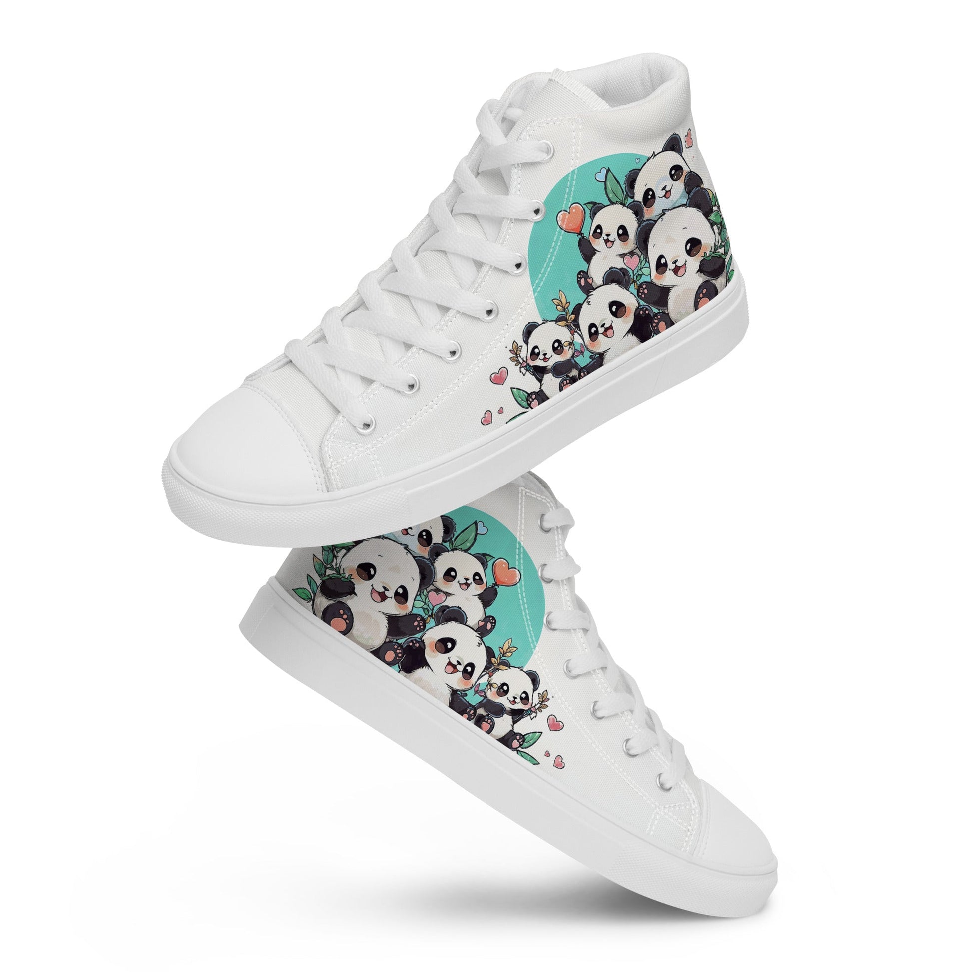 Unisex high top canvas shoes - Cute Pandas - LucyKay store