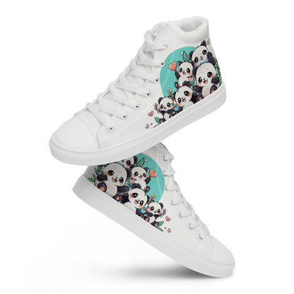 Unisex high top canvas shoes - Cute Pandas - LucyKay store