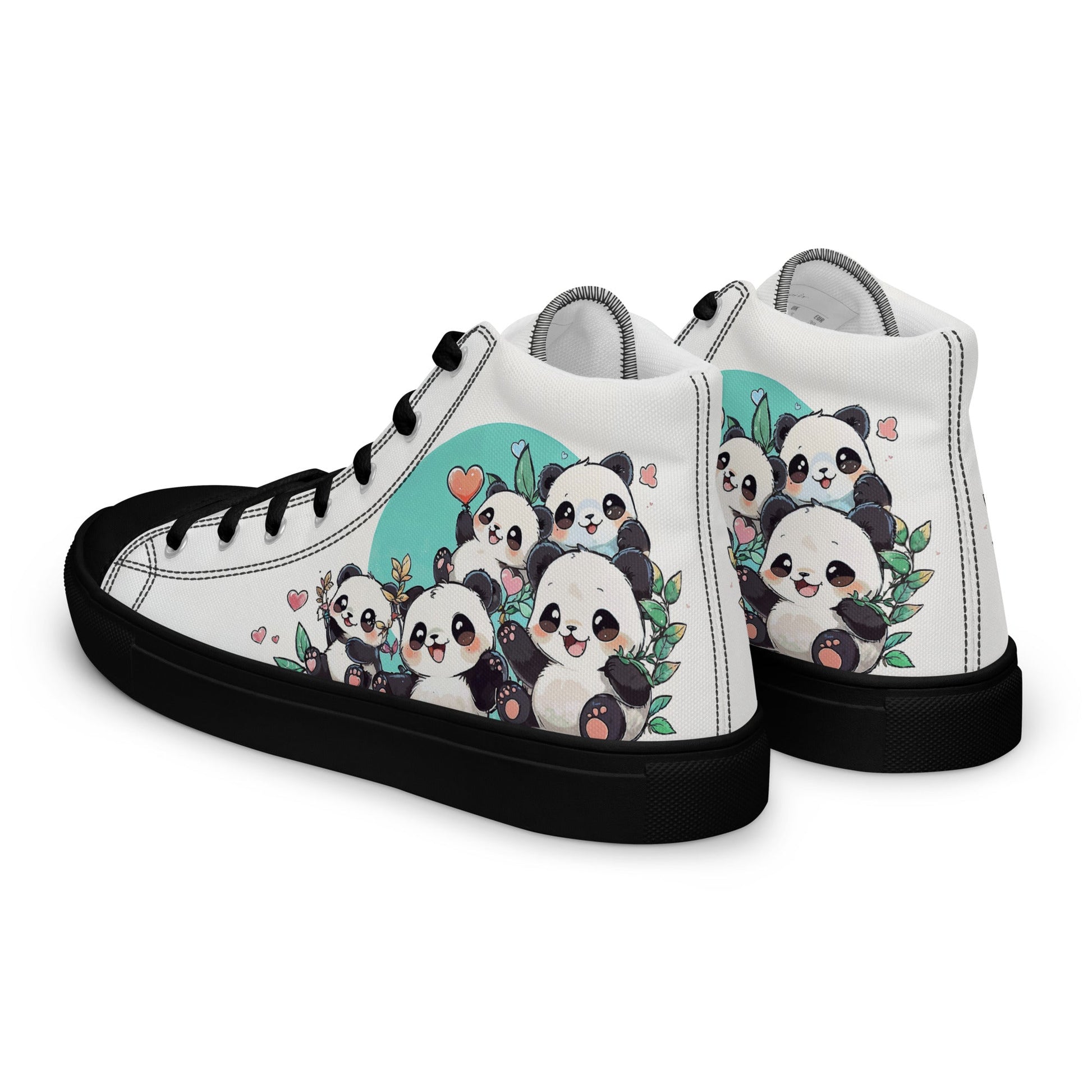 Unisex high top canvas shoes - Cute Pandas - LucyKay store