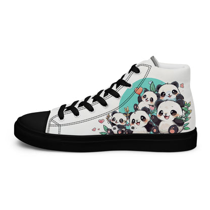 Unisex high top canvas shoes - Cute Pandas - LucyKay store