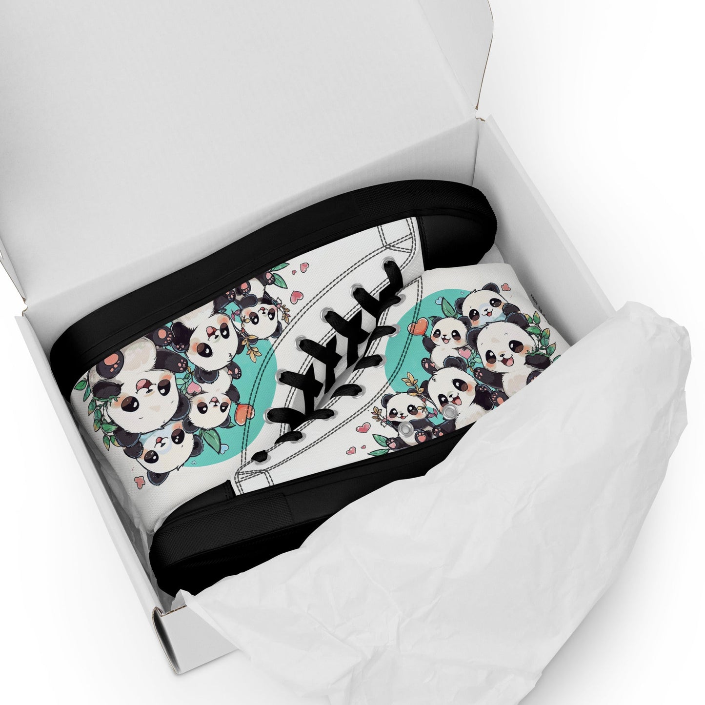 Unisex high top canvas shoes - Cute Pandas - LucyKay store