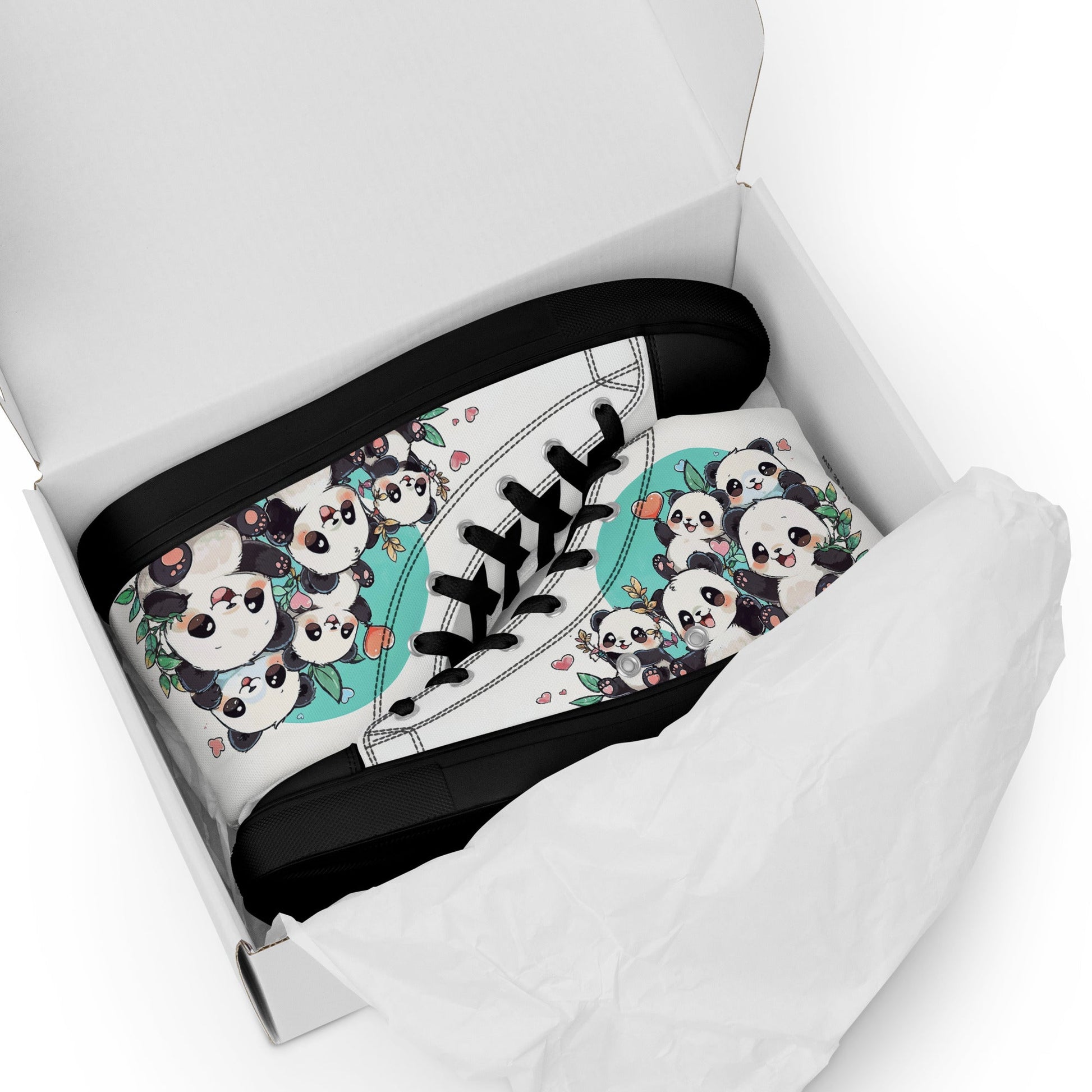 Unisex high top canvas shoes - Cute Pandas - LucyKay store