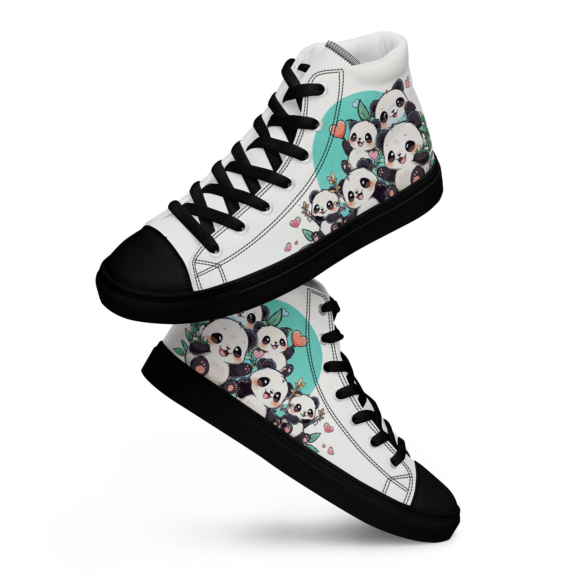 Unisex high top canvas shoes - Cute Pandas - LucyKay store