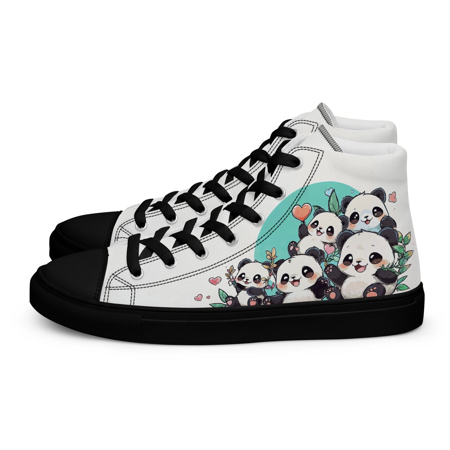 Unisex high top canvas shoes - Cute Pandas - LucyKay store