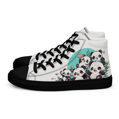 Unisex high top canvas shoes - Cute Pandas - LucyKay store