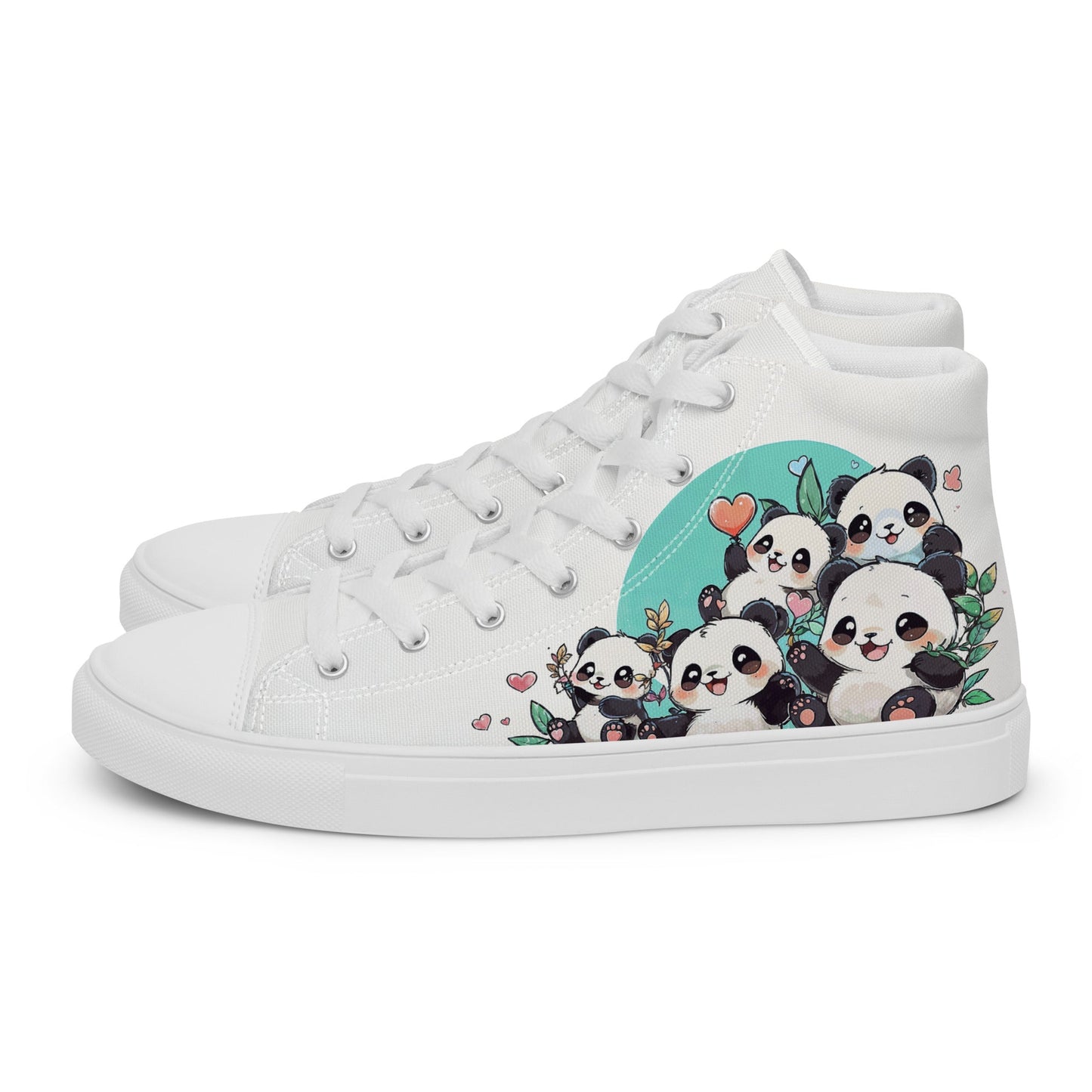 Unisex high top canvas shoes - Cute Pandas - LucyKay store