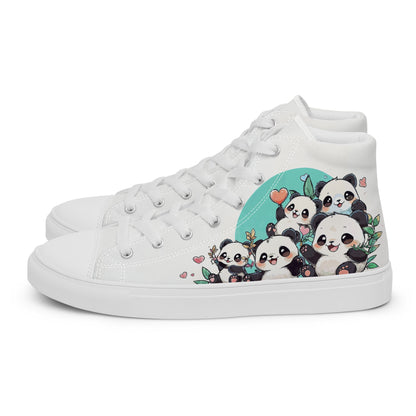 Unisex high top canvas shoes - Cute Pandas - LucyKay store