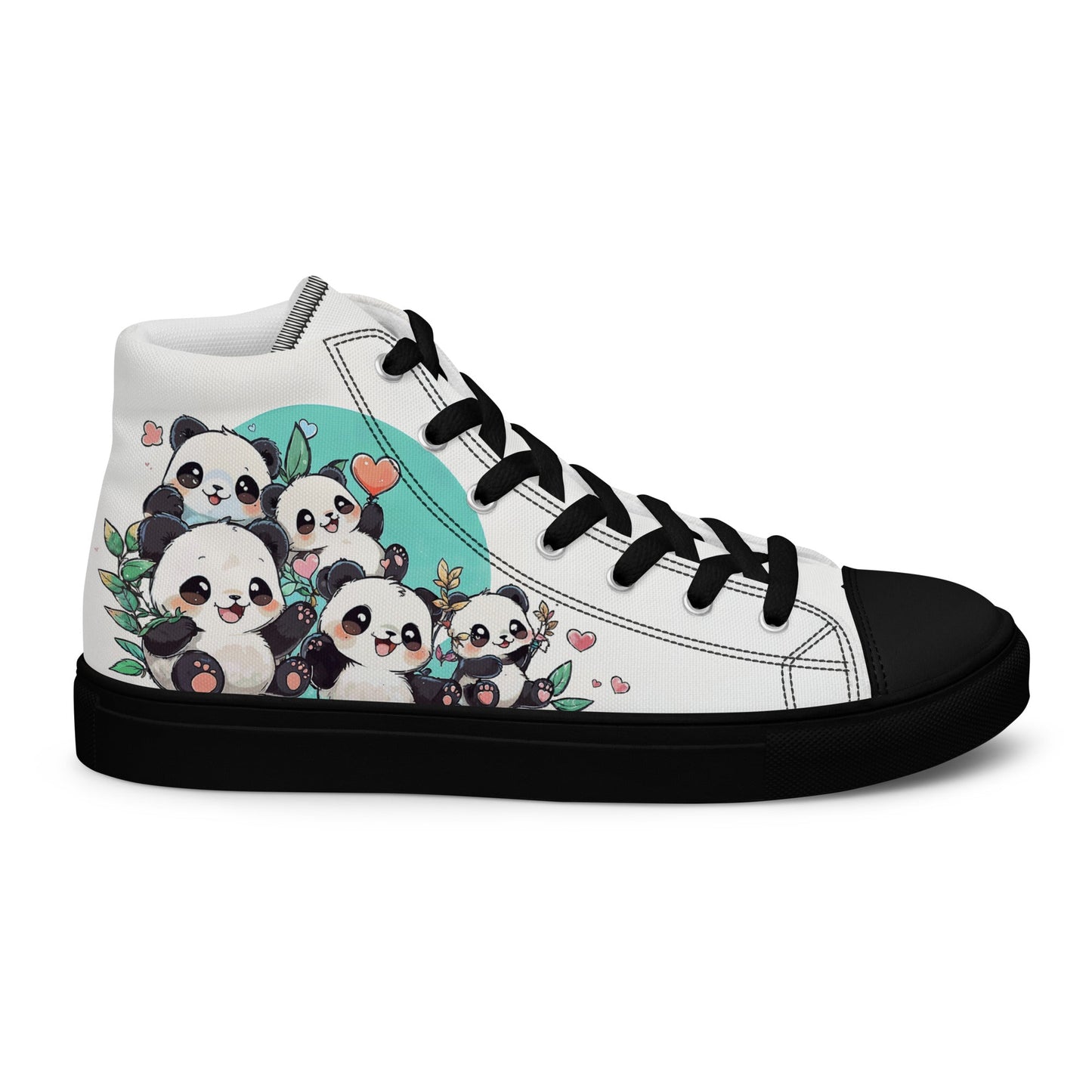Unisex high top canvas shoes - Cute Pandas - LucyKay store