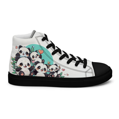 Unisex high top canvas shoes - Cute Pandas - LucyKay store