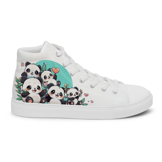 Unisex high top canvas shoes - Cute Pandas - LucyKay store