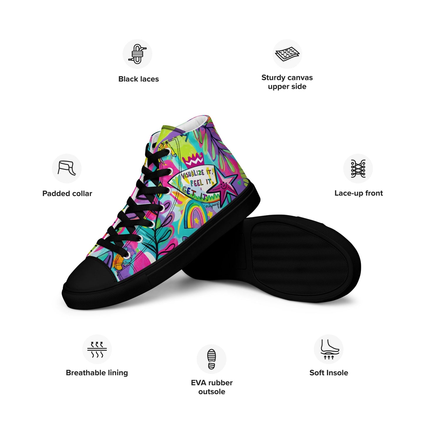 Unisex high top canvas shoes - Feel it - LucyKay store