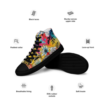 Unisex high top canvas shoes - Floral Pattern - LucyKay store