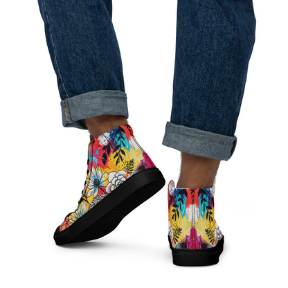 Unisex high top canvas shoes - Floral Pattern - LucyKay store