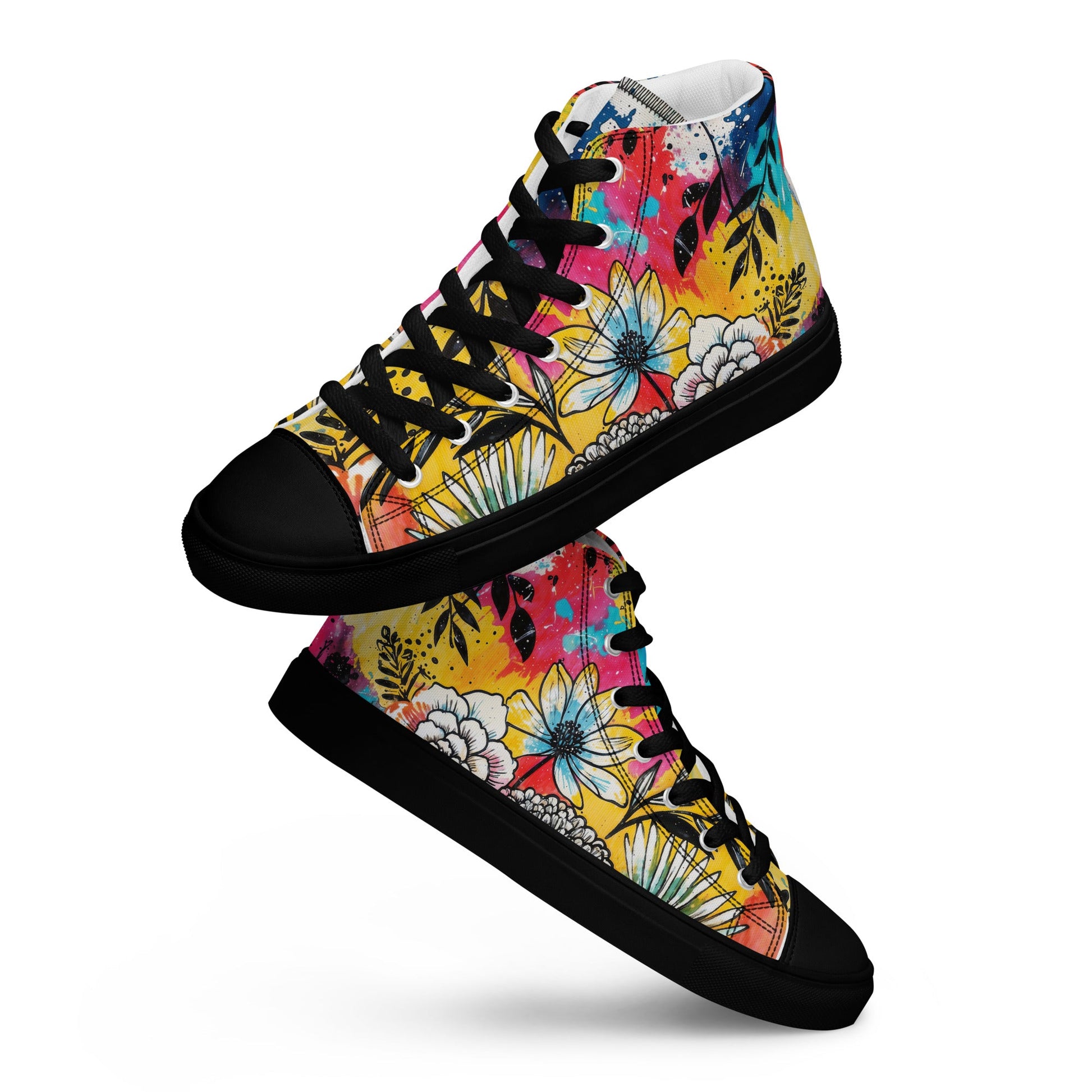 Unisex high top canvas shoes - Floral Pattern - LucyKay store