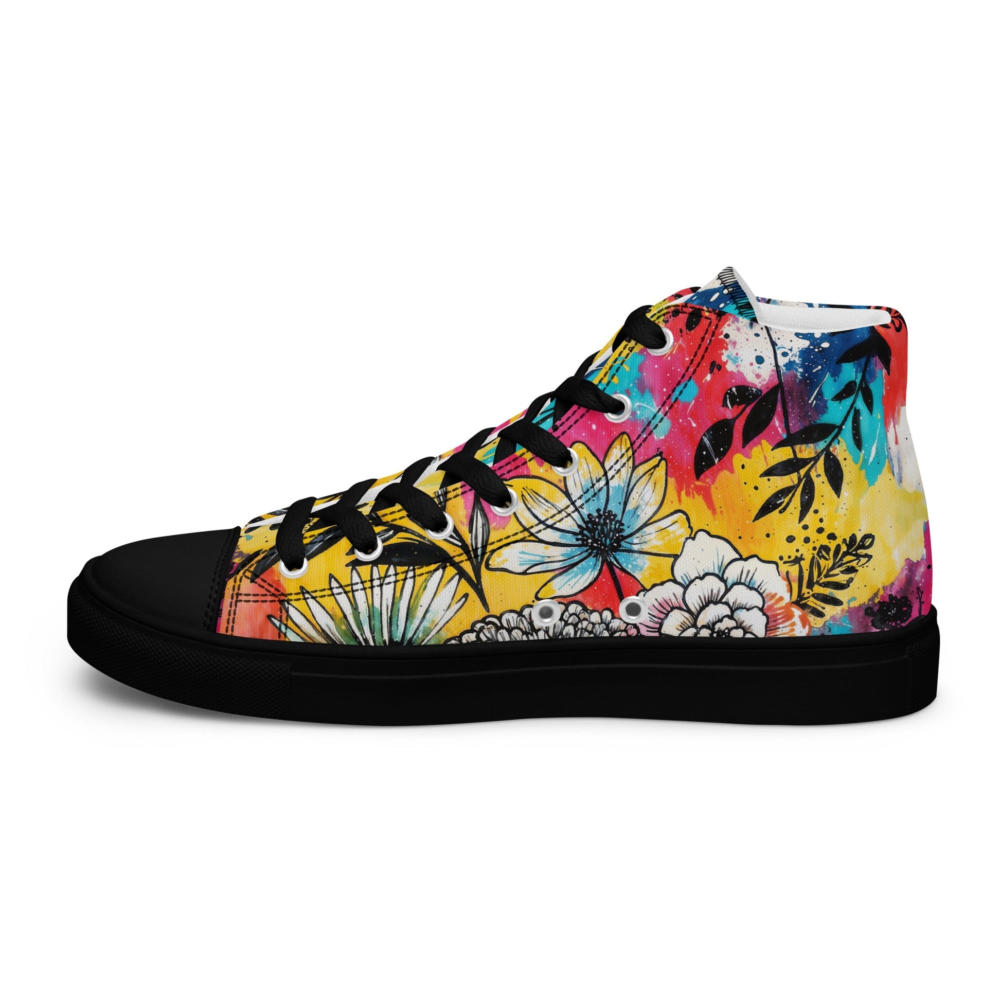 Unisex high top canvas shoes - Floral Pattern - LucyKay store