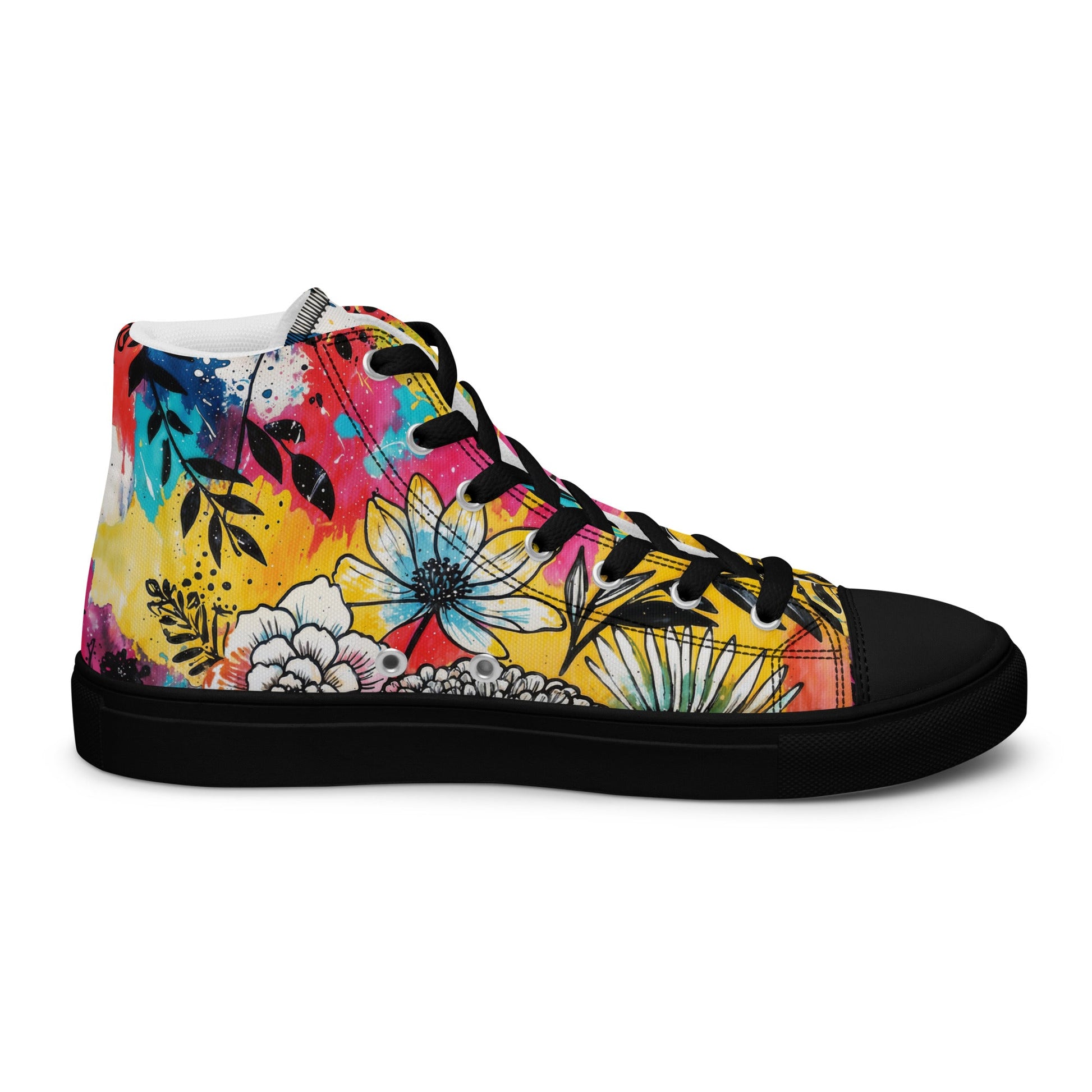 Unisex high top canvas shoes - Floral Pattern - LucyKay store