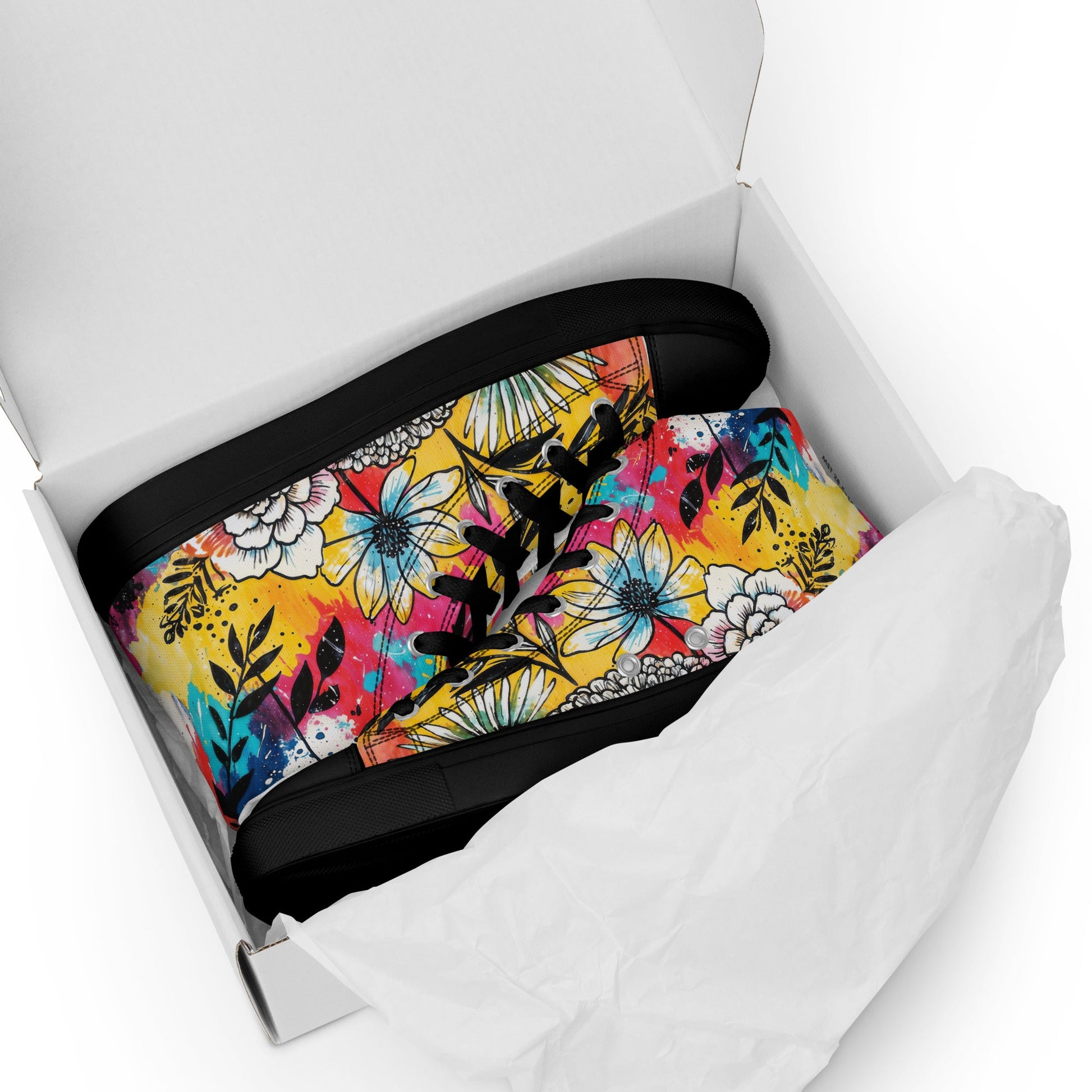 Unisex high top canvas shoes - Floral Pattern - LucyKay store