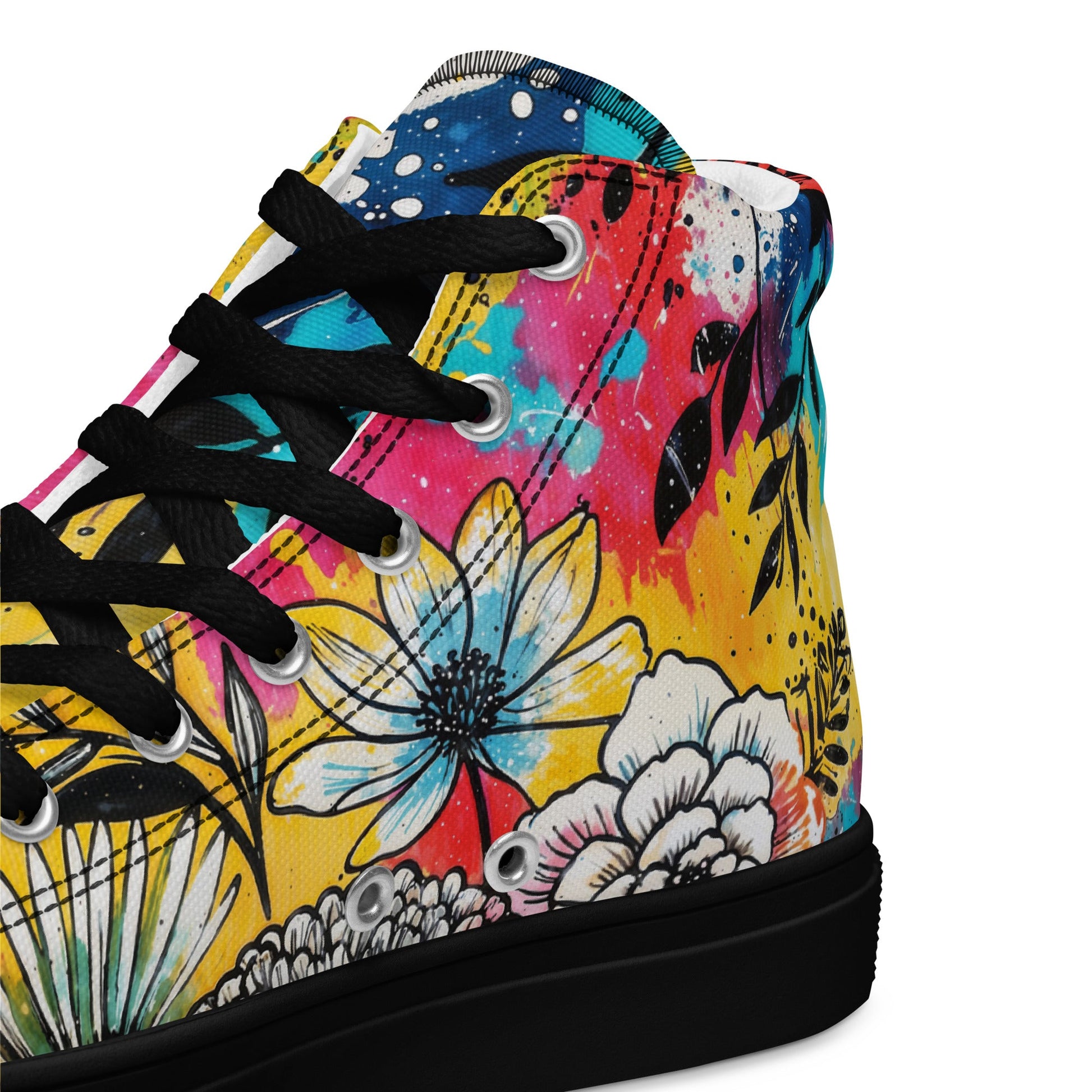 Unisex high top canvas shoes - Floral Pattern - LucyKay store