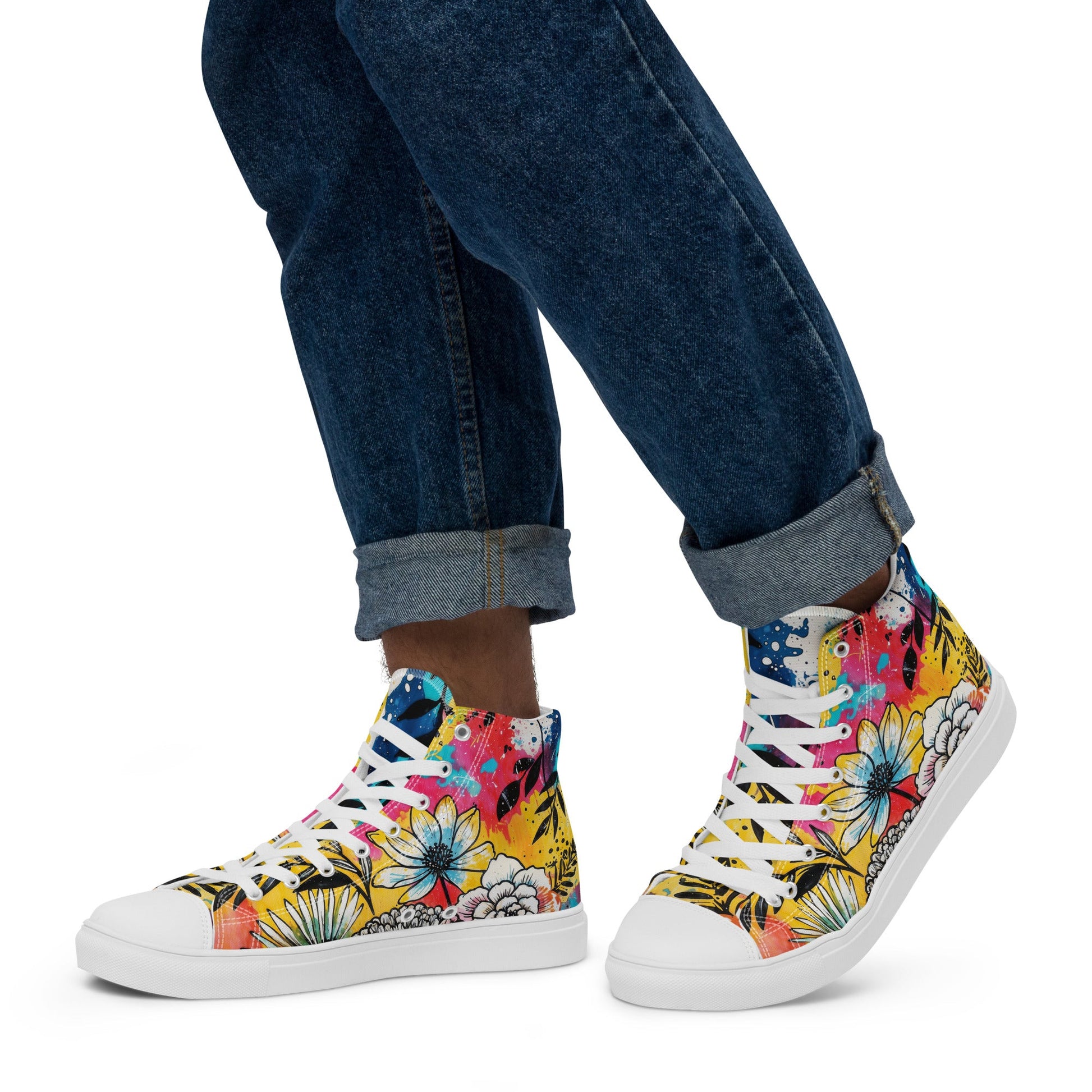 Unisex high top canvas shoes - Floral Pattern - LucyKay store