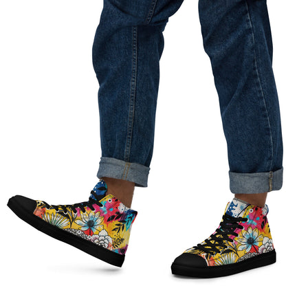 Unisex high top canvas shoes - Floral Pattern - LucyKay store