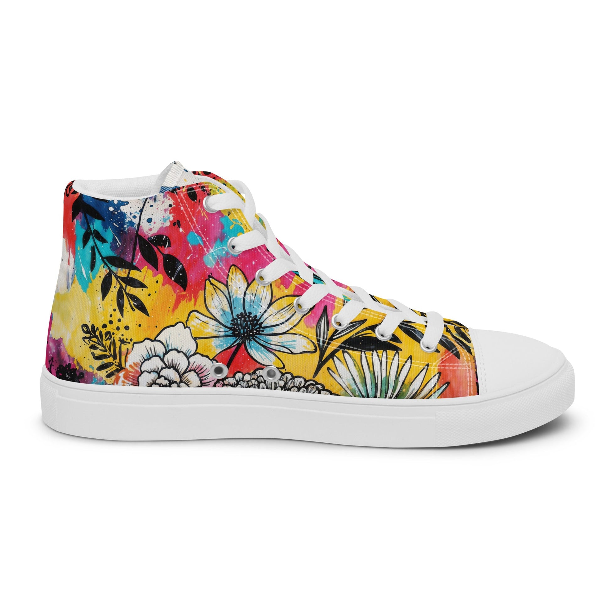 Unisex high top canvas shoes - Floral Pattern - LucyKay store
