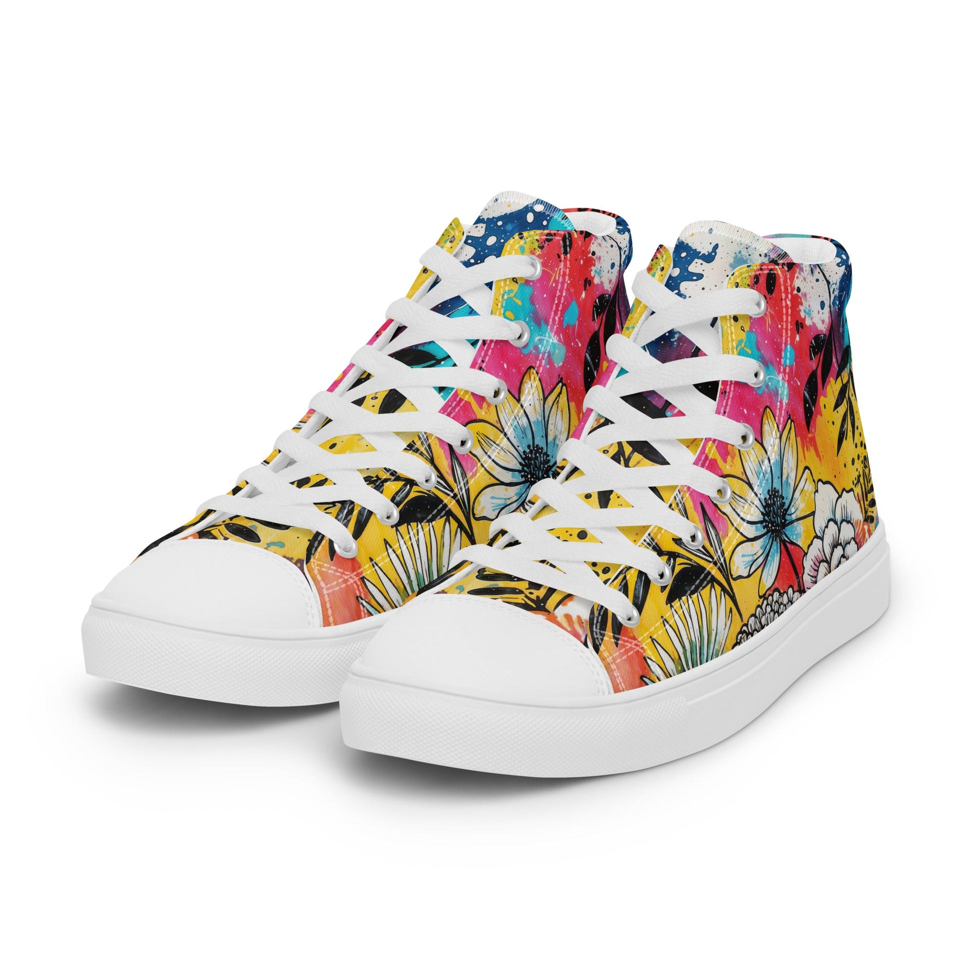Unisex high top canvas shoes - Floral Pattern - LucyKay store