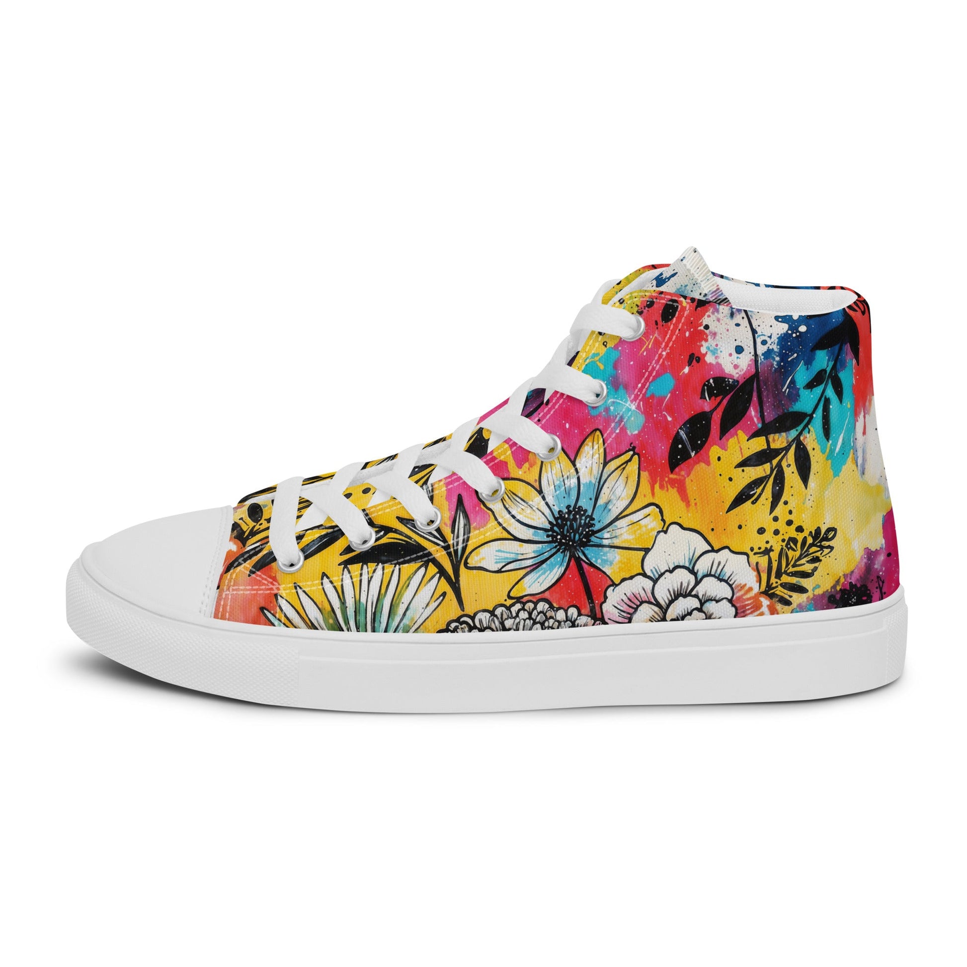 Unisex high top canvas shoes - Floral Pattern - LucyKay store