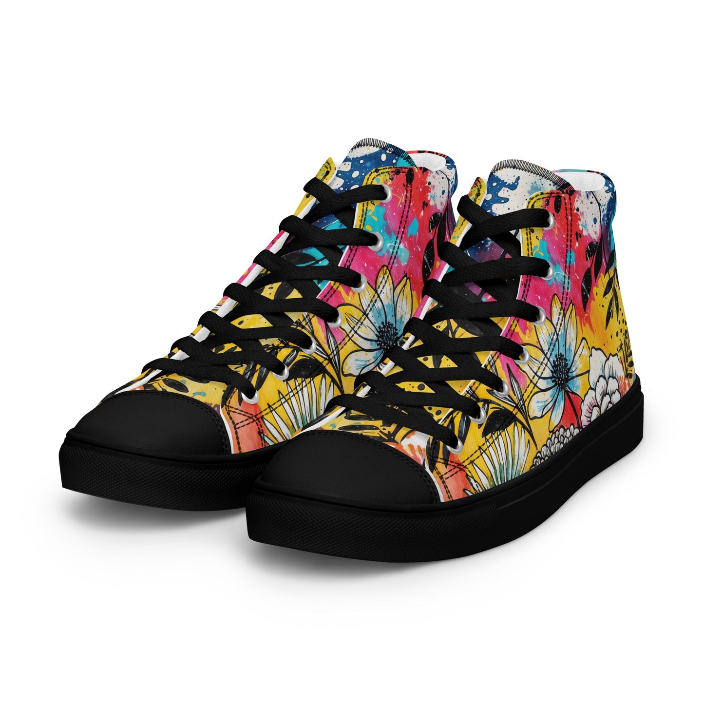 Unisex high top canvas shoes - Floral Pattern - LucyKay store