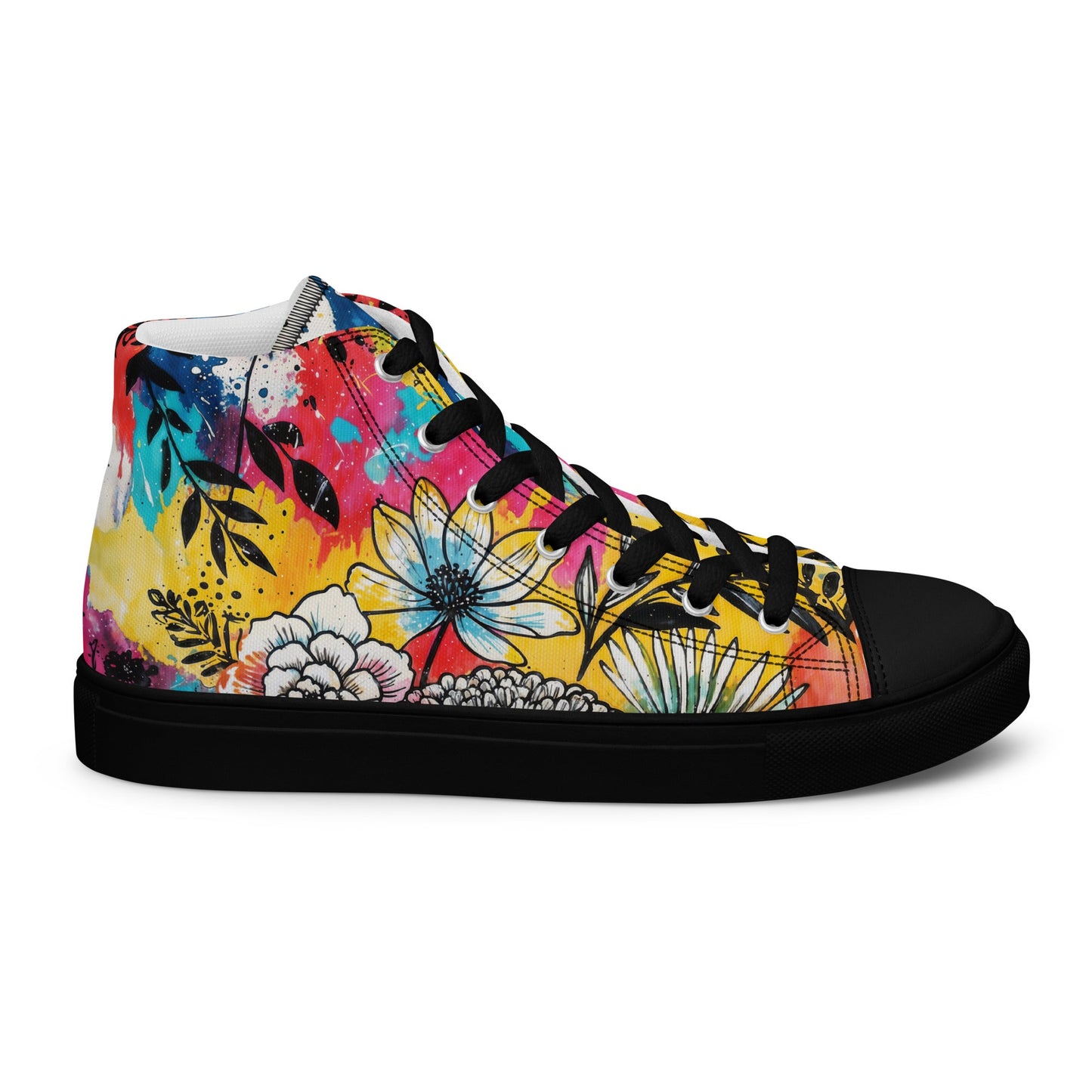 Unisex high top canvas shoes - Floral Pattern - LucyKay store