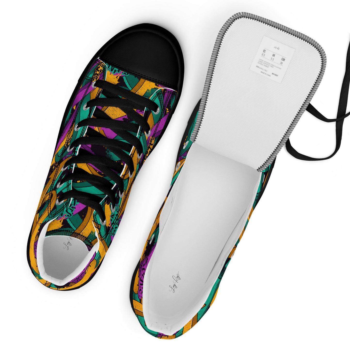 Unisex high top canvas shoes - Grafitti Design - LucyKay store